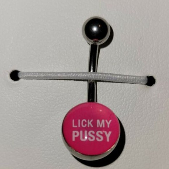 Bad Word or Picture Logo Belly Ring Navel - Lick My P*ssy - Picture 1 of 1